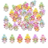 GUZUHUKU 60pcs Angel Flatback Charms, Flower Fairy Slime Charms Cartoons Mixing Colors Charms Cute for DIY Crafts Making, Decorations, Scrapbooking, Embellishments, Hair Clip Jewelry Making Accessory