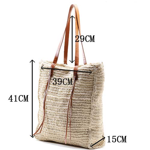 miss fong Beach Bag, Beach Bags for Women,Straw Bag, Beach Tote Bag, Straw Beach Bag with Inner Zipper Pocket and… - Image 6