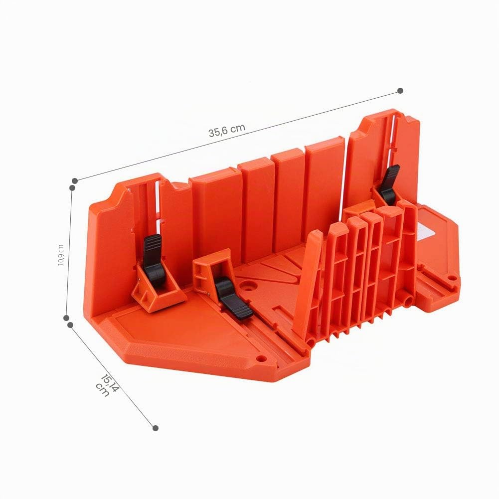 Boîte à Onglets en Plastique avec Compartiment de Scie, Outil de Coupe pour Angles 0° 22.5° 45° 90°, pour Travaux Architecturaux