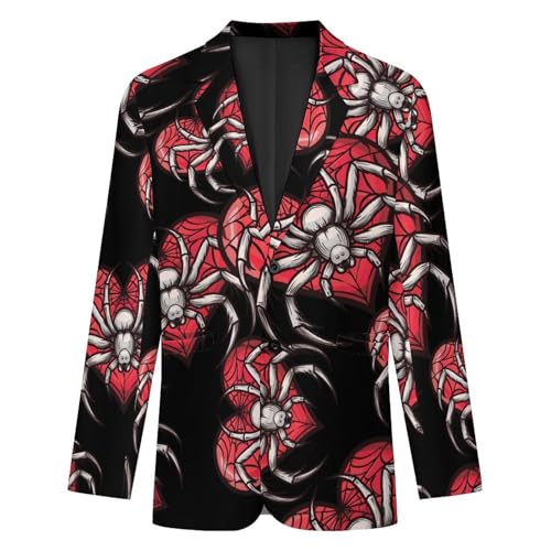 Halloween Spider Heart Web Men's Suits Dress Business Formal Suit Print Jackets Coat for Wedding Party4