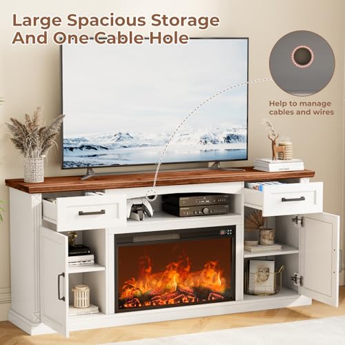 Allstand TV STAND-FIREPLACE Tv Stand For Up To 80 Inch Tv, 32 Inch Tall Entertainment Center With Fireplace, Farmhouse Tv Stands With Electric Fireplace thumb #4