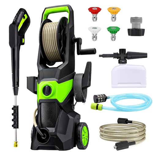 Electric Pressure Washer, 4200 PSI 2.4 GPM High Power Washer with 4 Nozzles Set & Foam Cannon, Power Washer for Driveways, Cars, Fences, Decks, Patios, and Outdoor Cleaning