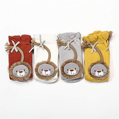 Toddler Knee High Socks For Newborns Print Catoon Animal lion Baby Boys Girls Meias Kids Long Sock Breathable Infant Bow Sokken (Rose Red, Small)4