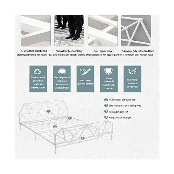 VBARV Stylish Style Metal Bed Frame, Solid Double Bed Frame, with Headboard and Footboard, Premium Steel Slat Support, with Large Storage Space, Easy Assembly, Multiple Size - Image 3