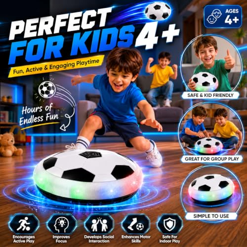 Image of Lifelong Cuppy Non-Rechargeable Hover Ball | Floating Hover Football Toy with 3 Speed Modes & LED Light | 4 AA Battery, Durable Build, Indoor Soccer | Gift for Boys & Girls (LLCHSB02)