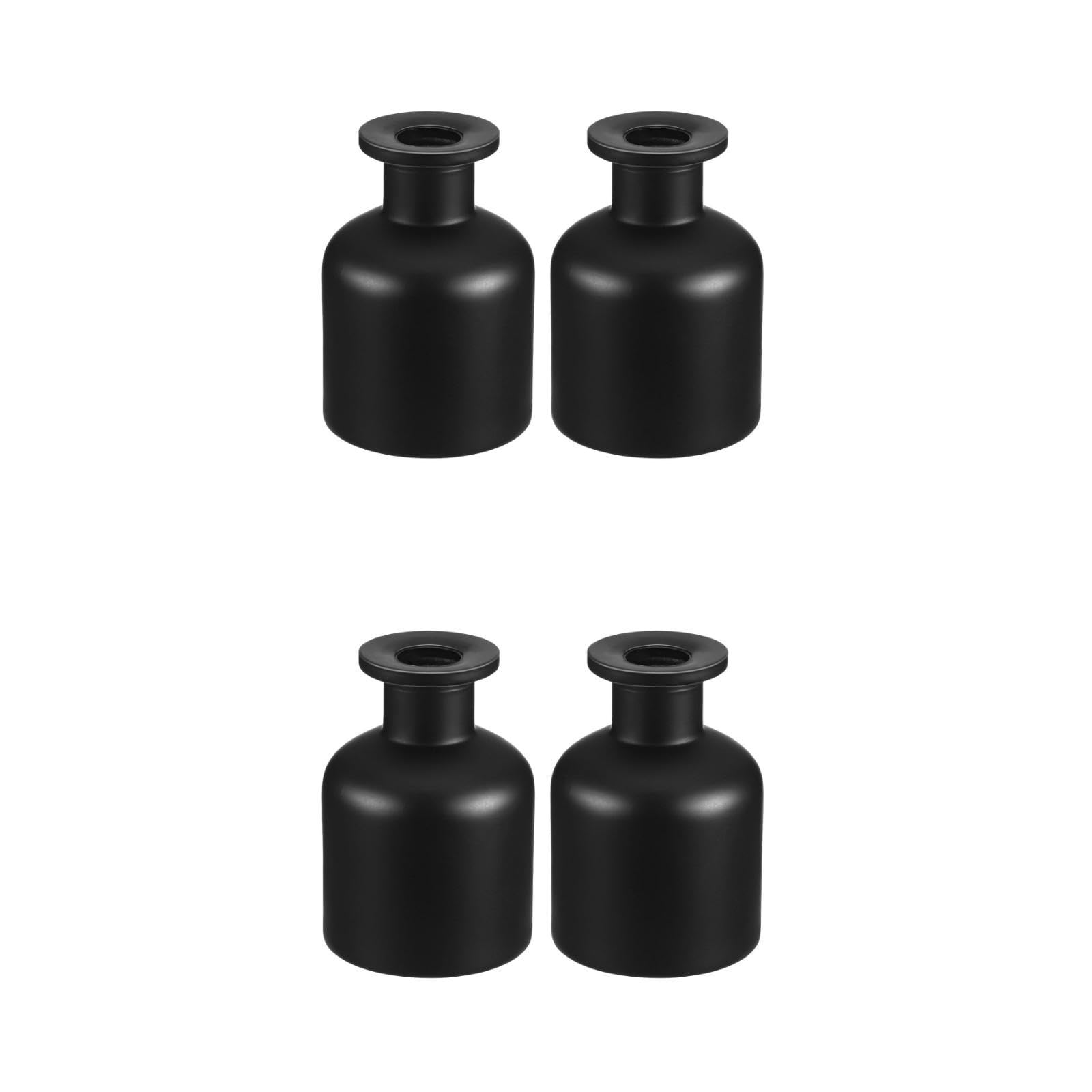 Nachfüllbarer Diffusorbehälter, 150 ml, Glas, Schilfrohr-Diffusor-Flaschen, leere Aromatherapie-Behälter für ätherische Öle und Heimdekoration, Schwarz, 4 Stück