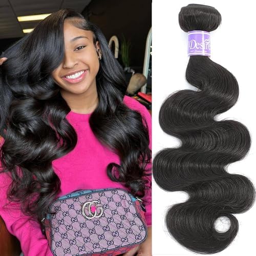 UDesire 12A Body Wave Bundles Human Hair One Bundle 18 inch 100% Unprocessed Brazilian Virgin Body Wave Human Hair Bundles for Black Women Natural Black