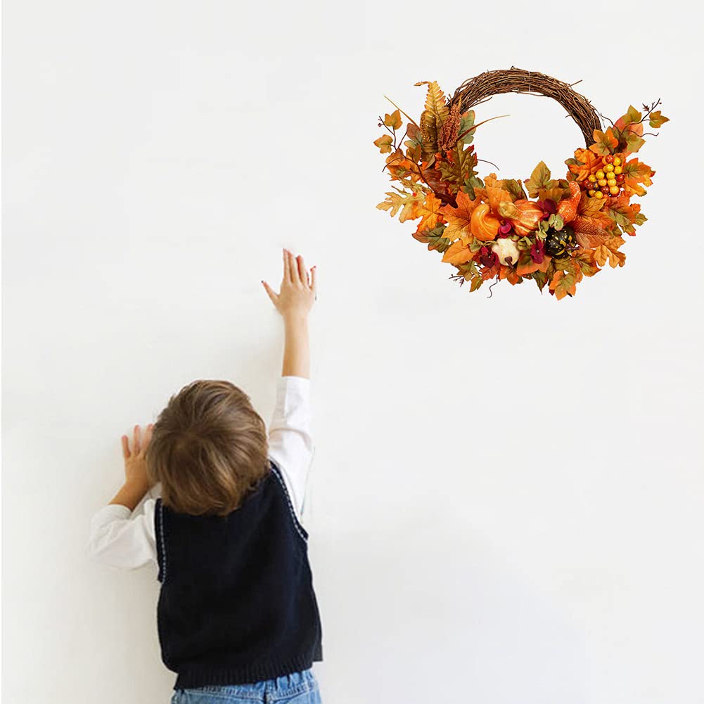 Couronne de Feuille d'érable de Thanksgiving, Couronne d'halloween Artificielle, Couronne de Feuille d'érable d'halloween Automne Simulation Couronne de Porte Suspendue
