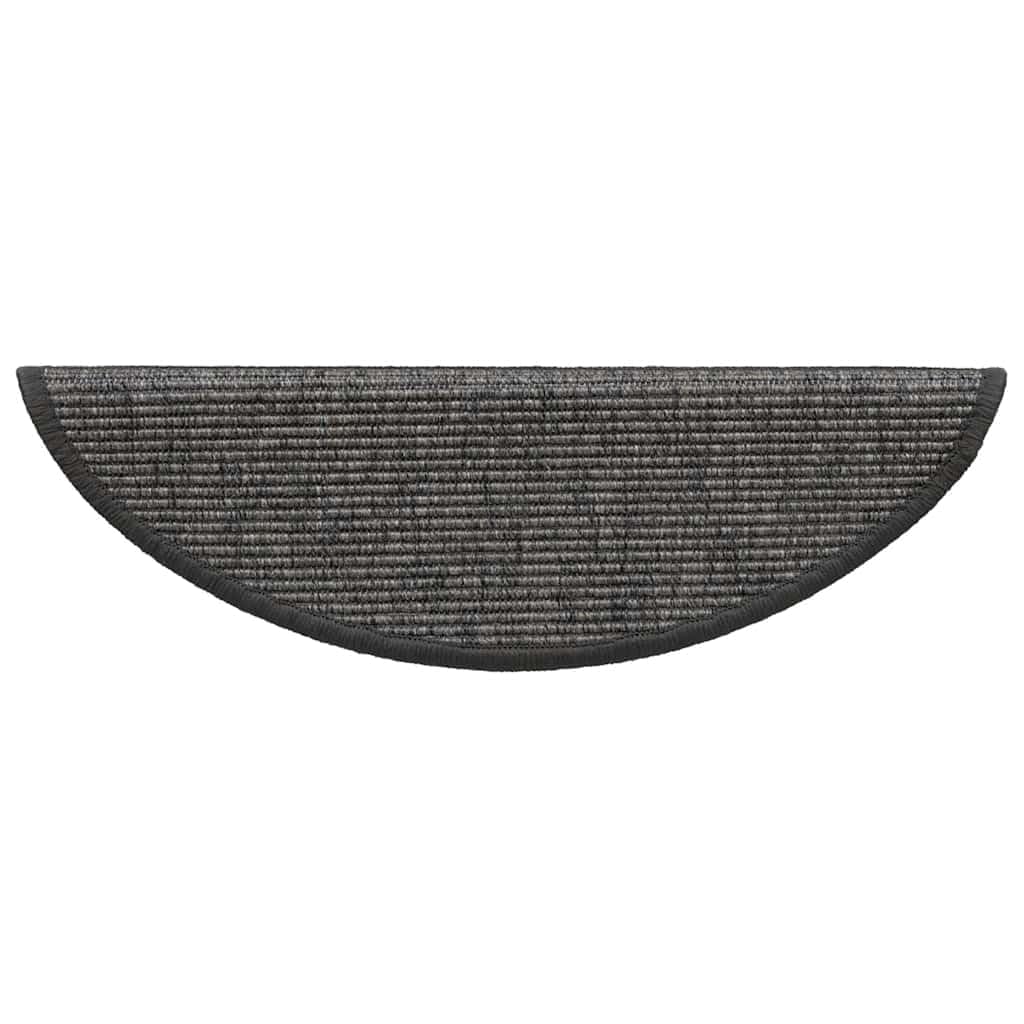Stufenmatten 15 Stück 56x17x3 cm Beige und Grau Halbrund Treppenstufen Matten, Teppich Innen für Treppen, rutschfest Stufenmatten Treppenteppich