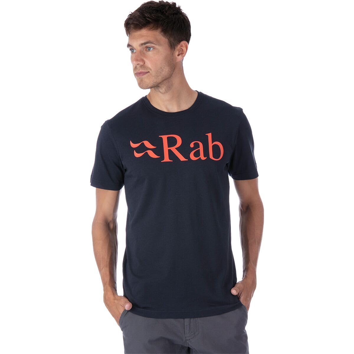 Rab Men’s Stance Logo Tee Breathable Organic Cotton T-Shirt for Trekking, Climbing, & Casual Use - Beluga - Large