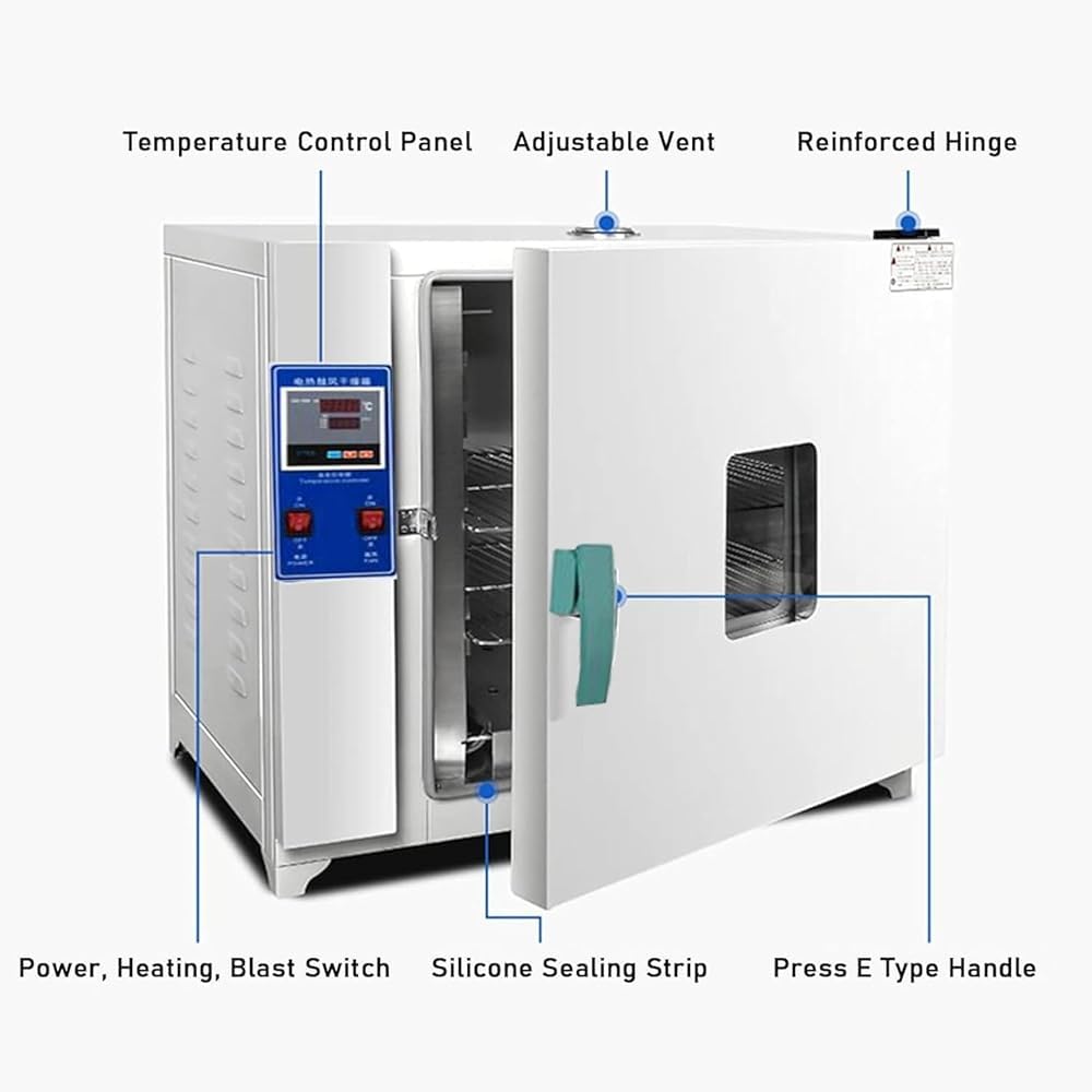 Forno di essiccazione sottovuoto, convezione digitale ad aria forzata, velocità della ventola regolabile, incubatore termostatico da laboratorio per produzione industriale e agricola