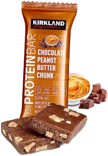 Kirkland Signature Chewy Protein Bar, Peanut Butter & Semisweet Chocolate Chip, 1.41 oz, 42-Count