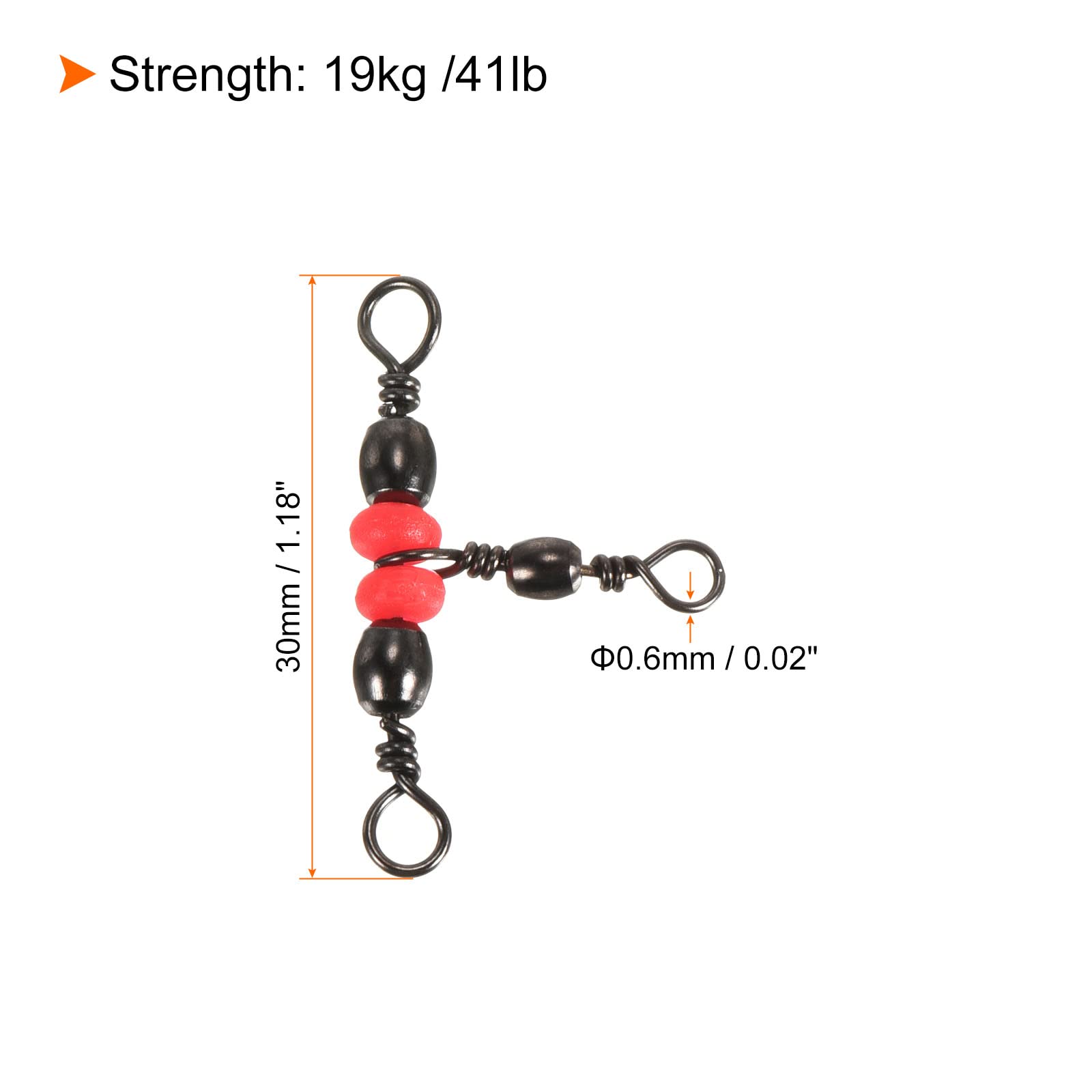 PATIKIL 3 Way Swivel, 60Pcs 41lb Stainless Steel Cross Line T-Turn Triple Barrel Terminal Tackle for Saltwater Freshwater Fishing, Black