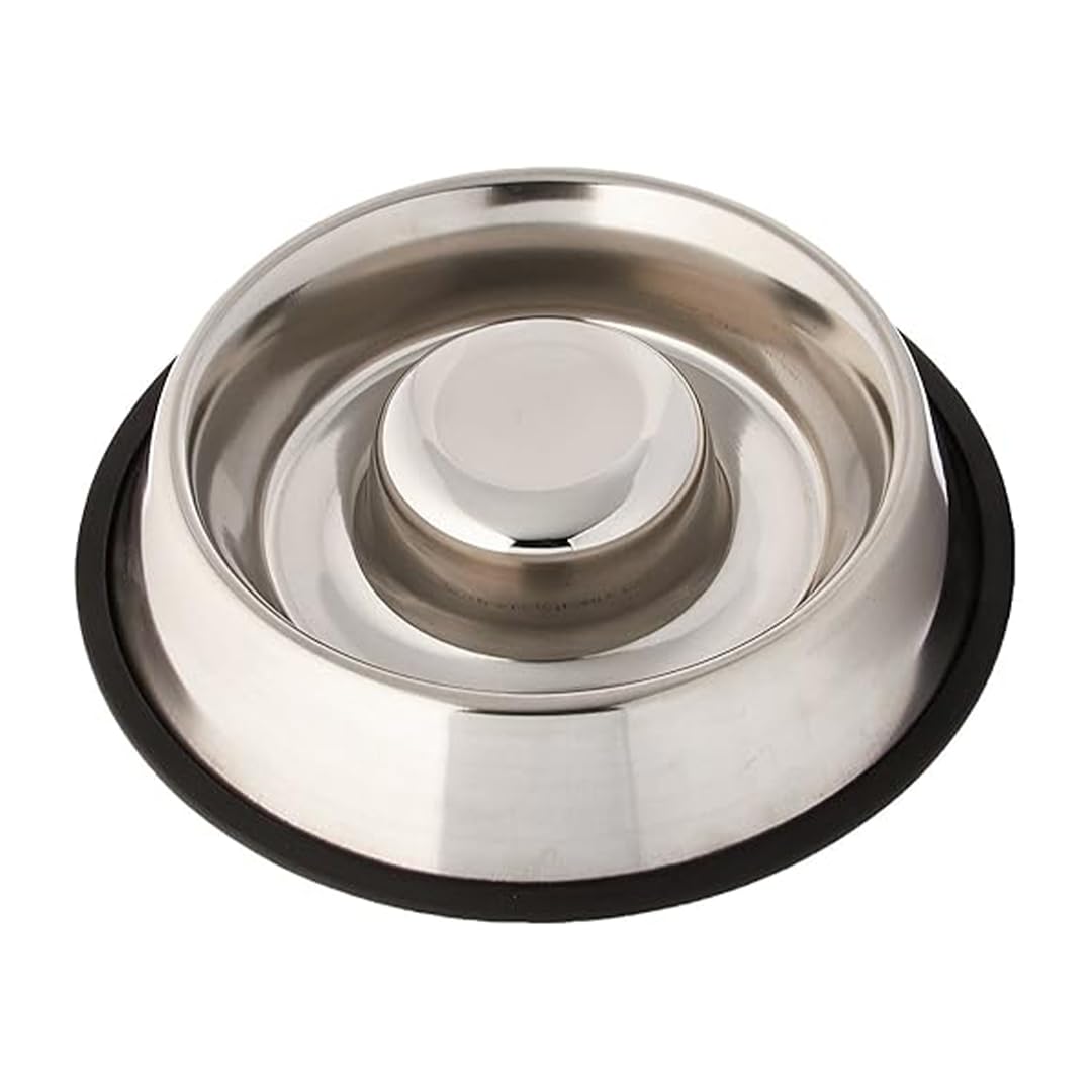 Pets Empire Dog Slow Feeding Bowl | Stainless Steel Bowl Small Size | Slow Feeding Bowl for Kitten & Puppy | Perfect Choice for Dog Puppy Cat & Kitten (900ml)