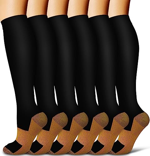 Image of COOLOVER Copper Compression Socks for Women and Men(6 Pairs)-Best Support for Running, Athletic, Travel