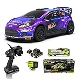 CROBOLL RLAARLO 1/10 Brushless Carbon Fiber RC Drift Cars for Adults with Gyro, Max 50 mph Fast RC Rally Car, 2.4Ghz All Terrain Remote Control Car 4x4 Hobby RTR RC Truck（Purple）