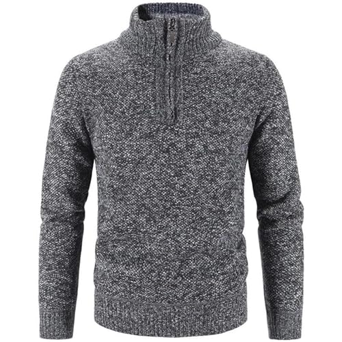 Men's Winter Fleece Thicker Sweater Fashion Long Sleeve Slim Zipper Up Turtleneck Warm Knitted Pullover2
