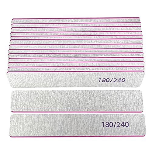 Lofuanna Limas de Uñas Suqare 15 piezas, Lima de Uñas Profesional 180/240 de Doble Cara para Uñas Acrílicas o Naturales, Limas de Uñas para Uso Doméstico o de Salón