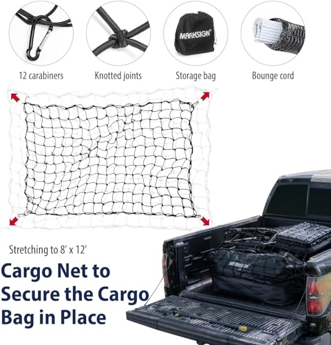 Image of Truck Bed Bag with Cargo Net, 26 Cubic Feet 100% Waterproof Truck Cargo Bag Fits Any Truck Size with 4 Handles, Packing Bag (51''x40''x22'', Patent Pending)