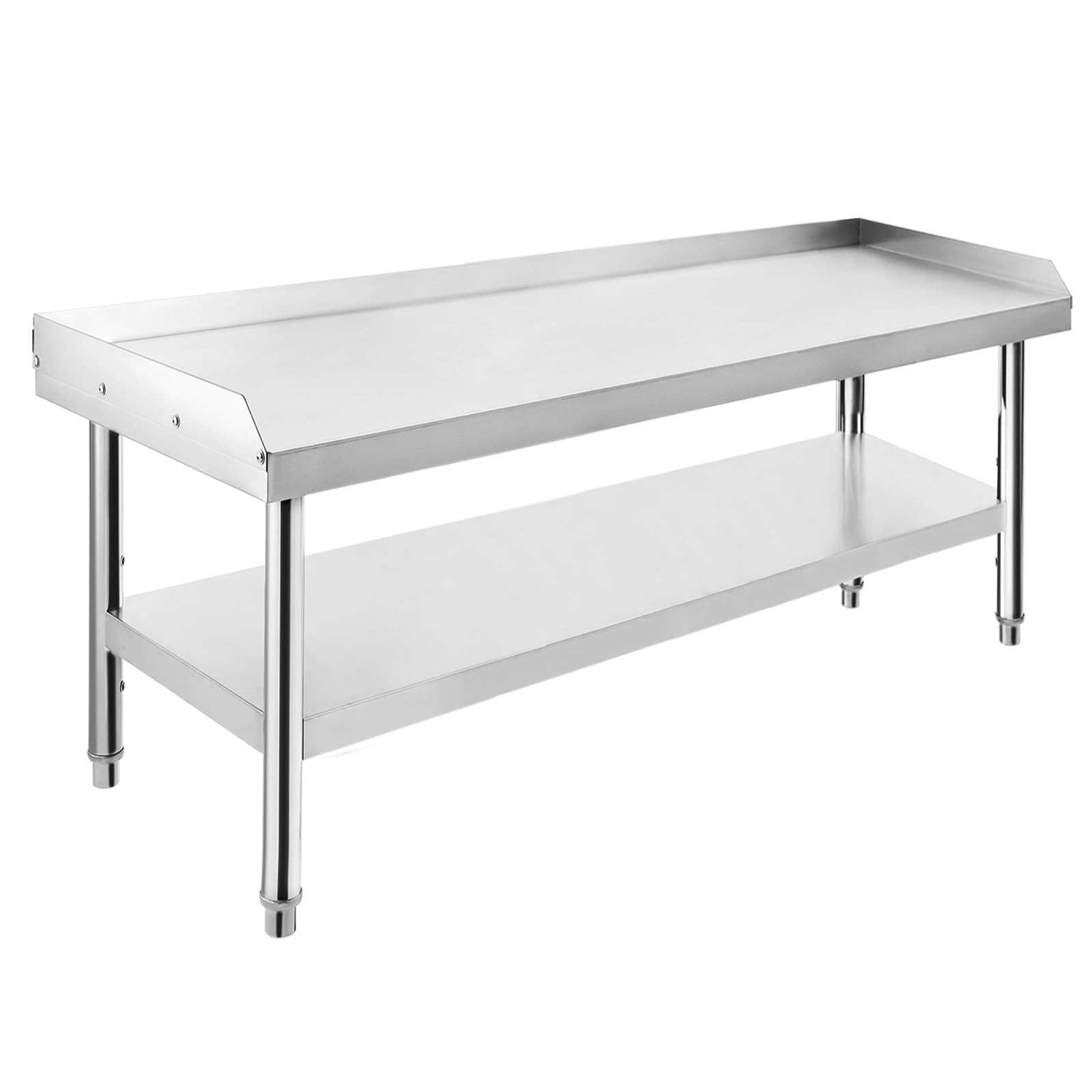 Stainless Steel 48x28x24 inch Equipment Grill Stand Table, 1000 lbs Top Shelf, 220 lbs Bottom Shelf, Adjustable Legs, 2" Edge Baffle, for Hotel, Home, Commercial Restaurant Kitchen