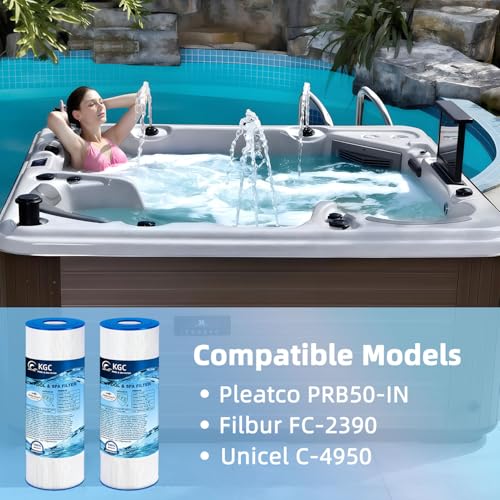 KGC PRB50-IN Hot Tub Filter - C4950 Spa Filter, 50 Sq. Ft, 5" x 13", 2 Pack by KGC - Used condition - US$39.99