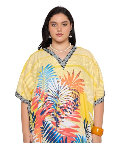 Image of Gypsie Blu Women Plus Size Kaftan Dress Beach Cover Up Maxi Dresses for Women, V-Neck Kimono Sleeve 1X-3X