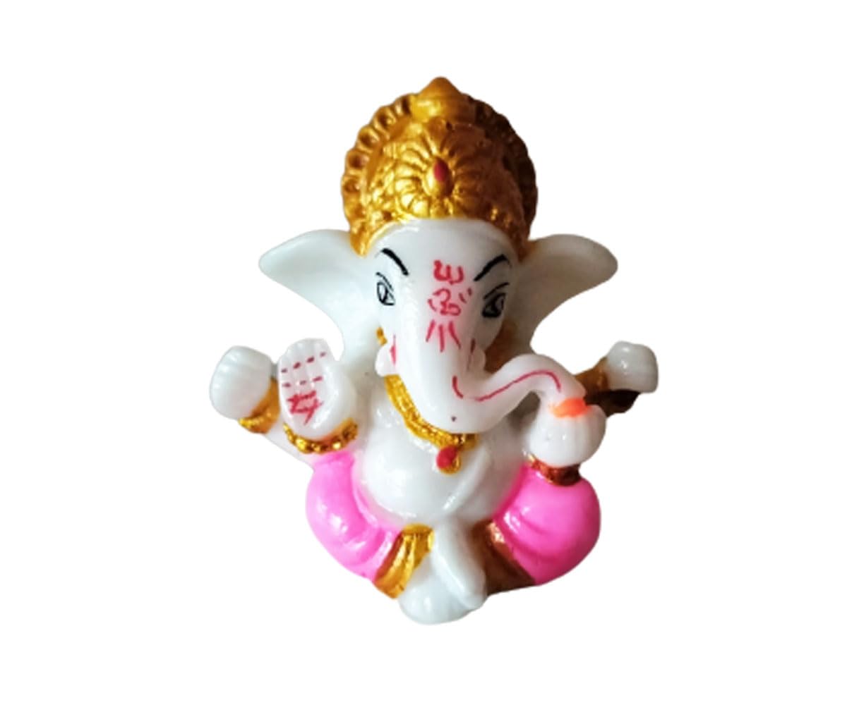 Satre Online and Marketing Small Pagdi Ganesha Statue for Home/Car/Office Decor,Ganesha Idol - 2.6 Inches (Pink)