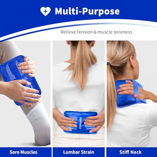 Image of Gel Ice Pack for Injuries Reusable Soft Freezer Ice Bag with Strap 1 Pack