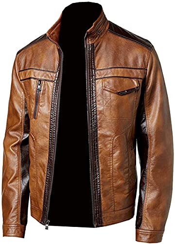 Blouson Cafe Racer Brando en cuir marron vintage haut de gamme pour homme L