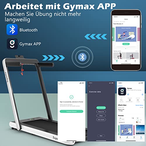 GOPLUS 2-in-1 inklapbare loopband met afstandsbediening, elektrische loopband met app-bediening, bluetooth, mobiele telefoonhouder, snelheid 1-12 km/u instelbaar, tot 120 kg - Afbeelding 8