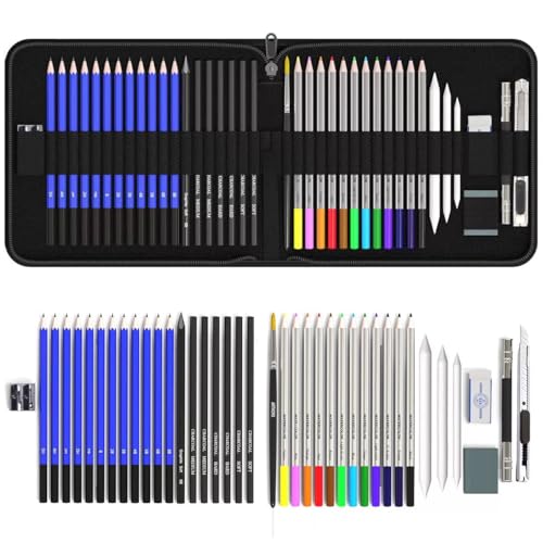 Conjunto de Lápis de Cor 36 Peças com Estojo – Lápis Coloridos Suaves e Não Tóxicos para Desenho, Escola, Crianças e Artistas