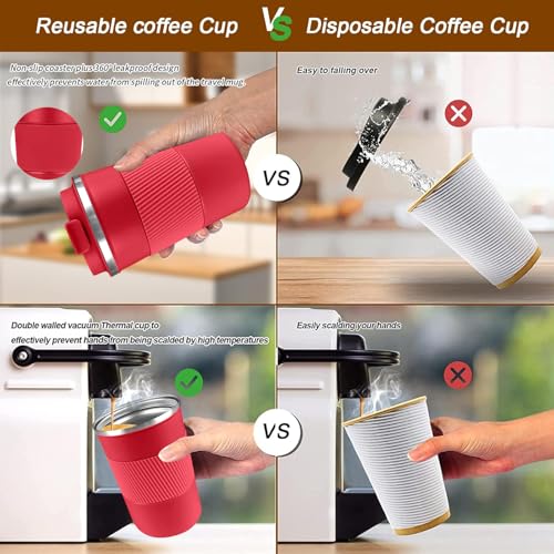 Image of Insulated Travel Coffee Mug, Stainless Steel Coffee Cup with Leakproof Lid | Double-wall insulation keeps drinks hot or cold for hours, with a leakproof lid and portable stainless steel design