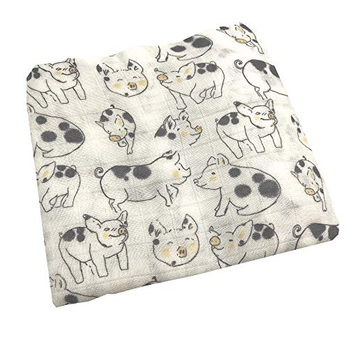 Image of Ultra Soft Muslin Swaddle Blankets Premium Receiving Blanket for Boys & Girls Luxurious Soft and Silky 47" x 47" Pig Blanket (Pig)
