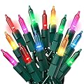 PREXTEX Incandescent Christmas Lights - 100 Multi Color String Lights with Green Wire - Twinkle Holiday Lights for Indoor Christmas Tree Decor - End-to-End Connectable, Includes Extra Bulbs - 20 Feet