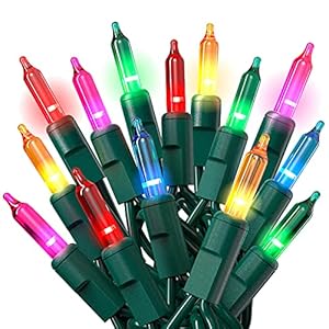 PREXTEX Christmas Lights (20 Feet, 100 Lights) – Multi Color Christmas Tree Lights with Green Wire – Indoor/Outdoor…