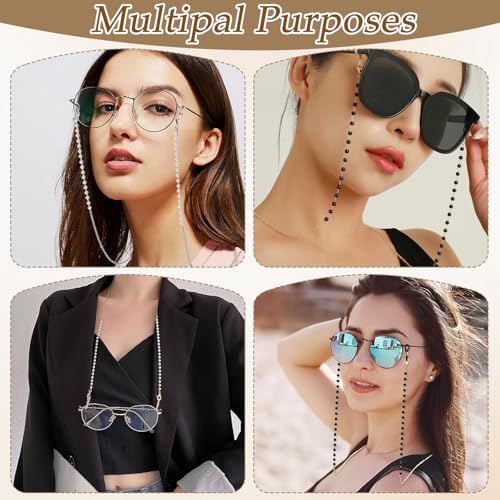 Image of TecoKart Pearl Spectacle Chain for Women Glasses, Elegant Specs Chains, Non-Slip Eyeglass Strap, Eyewear Retainer Link Holder 70cm