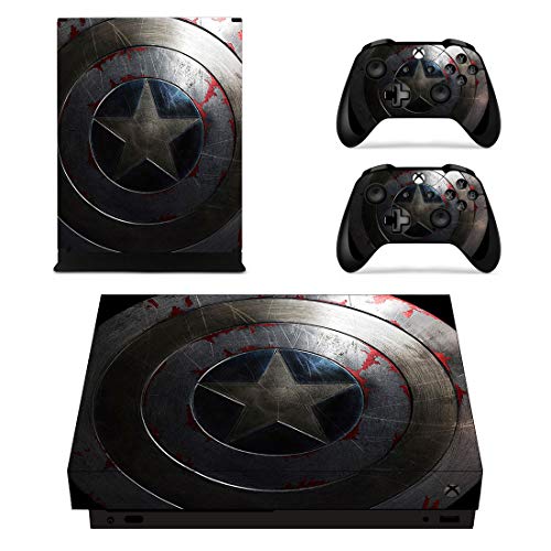 Adventure Games - XBOX ONE X - Captain America - Vinyl Console Skin Decal Sticker + 2 Controller Skins Set