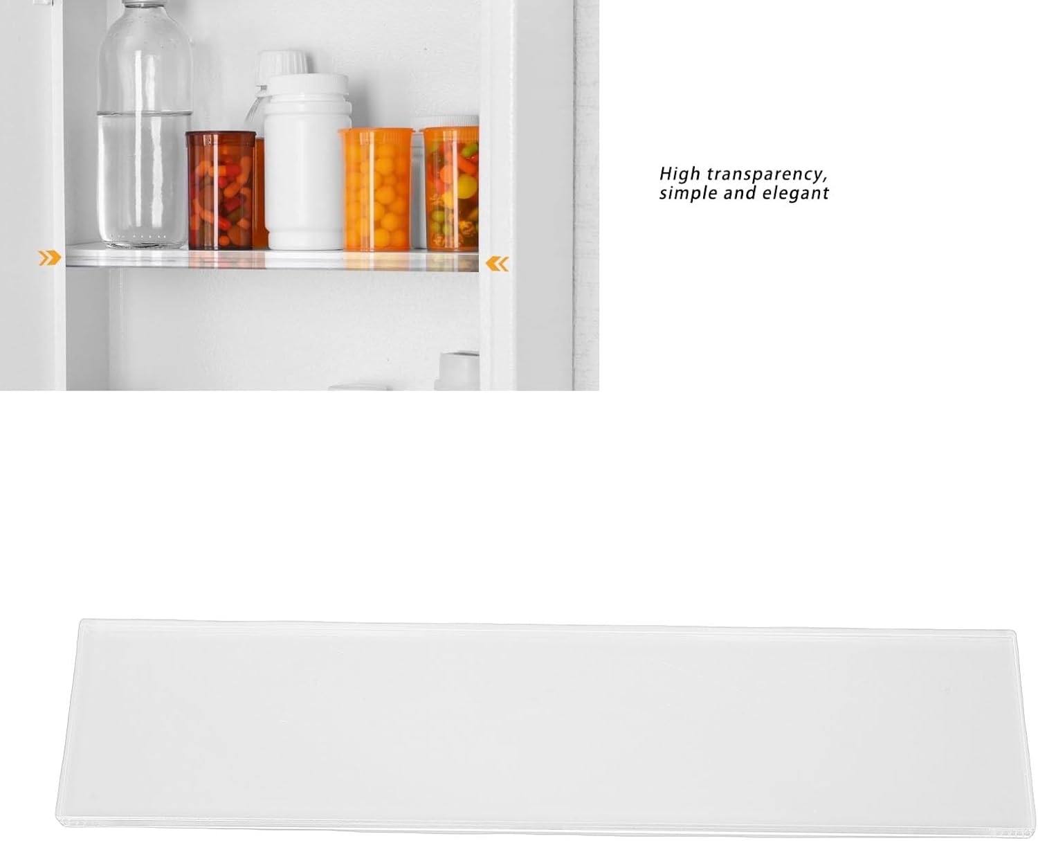 AUNMAS 4pcs Cabinet Replacement Shelves, Space Saving Transparent Acrylic Floating Shelves with Sealed Edges, for 13 Inch Cabinet Bathroom Kitchen Living Room