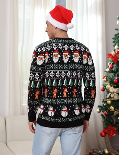 Image of Aiboria Matching Family Ugly Christmas Reindeer Snowflakes Sweater Pullover for Women /Men /Boys /Girls