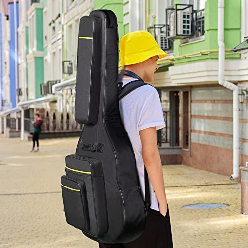 CAHAYA 44 Inch Guitar Bag Multi-pockets for Jumbo and Dreadnought Yellow Line Guitar Case 0.47in Thick Padding Water Resistent Dual Adjustable Shoulder Strap Gig Bag with Back Hanger Loop CY0284 by CAHAYA - Used condition - Image 7
