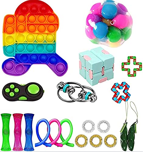 HAIPH 21 Pack Sensory Fidget Toys Set, Push pop pop Autism Special Dimple Sensory Toys Sets for Kids Adults, Stress Relief and Anti-Anxiety Toys Assortment, Special Puzzle Balls Party Favors