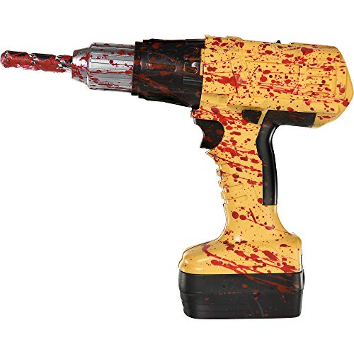 amscan Blood Spattered Power Drill Halloween Accessory, Battery Operated, Includes 2 AA Batteries