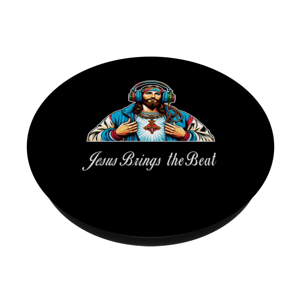 Jesus Brings the Beat Christian Music PopSockets Swappable PopGrip, Black - Image 2