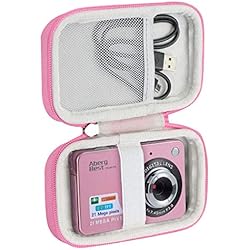 Estuche Camara Compacta Khanka - Funda de Viaje para AbergBest/para cámara de Fotos (21 Mega Pixels 2.7 LCD HD Digital Camera (Solo Caja) (Rosa y Blanco)