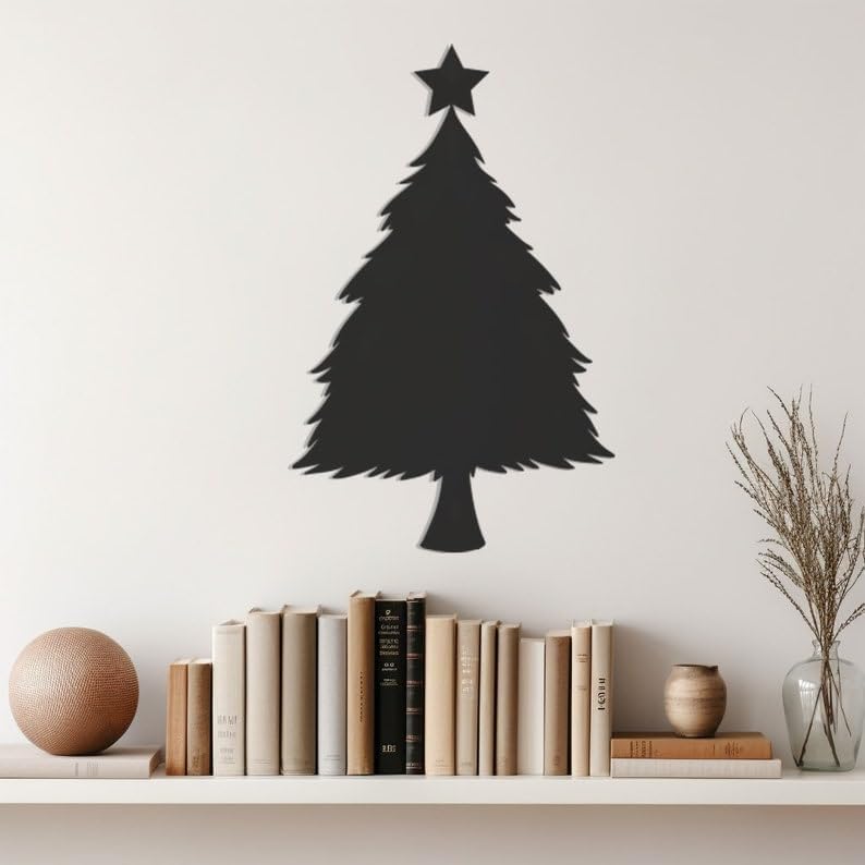 LaModaHome Christmas Tree Design, Metal Wall Art, Festive Holiday Decor, Unique Tree Topper Accent, Star Topper Inspired Home Decoration, Wall Art - 7.9"x12.6"/20x32cm