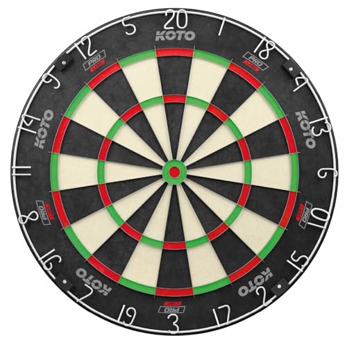KOTO - King Pro 360 Profi Dartscheibe, Zahlenring, Offizielle Turniermaße mit Hochwertiges Sisal und Ultradünner Draht