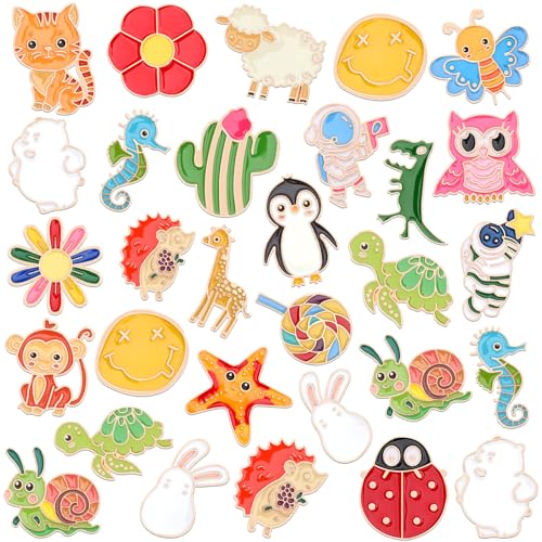 SANNIX 60Pcs Enamel Pins, Cute Funny Enamel Lapel Pins Bulk Set Cartoon Brooch Pins Button Badges for Backpacks Clothes Bags Hats Accessories, 30 Styles