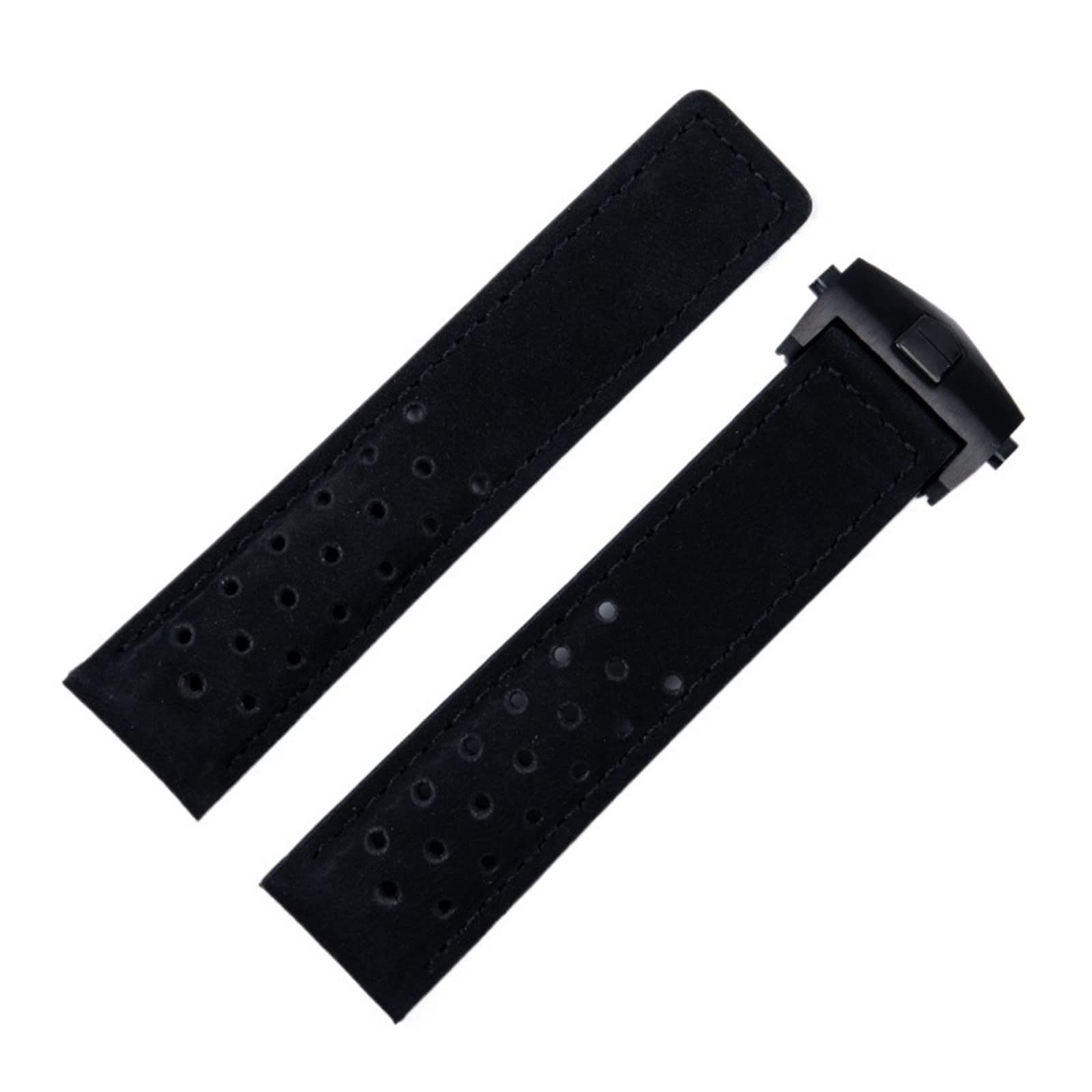 CZKE 20mm 22mm 24mm Genuine Frosted Leather Watchband For TAG Strap For HEUER CARRERA AQUARACER Monaco F1 Watch Band Bracelet Buckle (Color : Blk Blk Buckle, Size : 20mm)