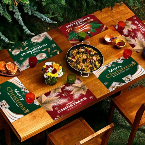 Lvjkes 4 Stück Platzset Weihnachten, 30 x 45 cm Tischsets Abwaschbar - D – Ansicht 5