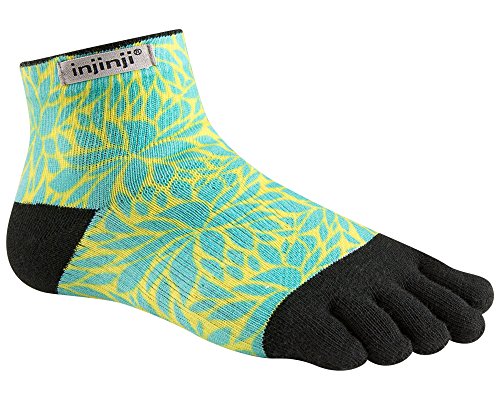 Injinji Women's Run Lightweight Mini-Crew Socks (X-Small/Small, Fern)